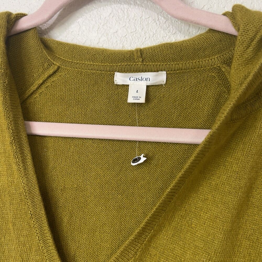 Caslon Women's Mustard Knit Hooded Long-Sleeve Pullover Sweater Size L - Picture 3 of 10